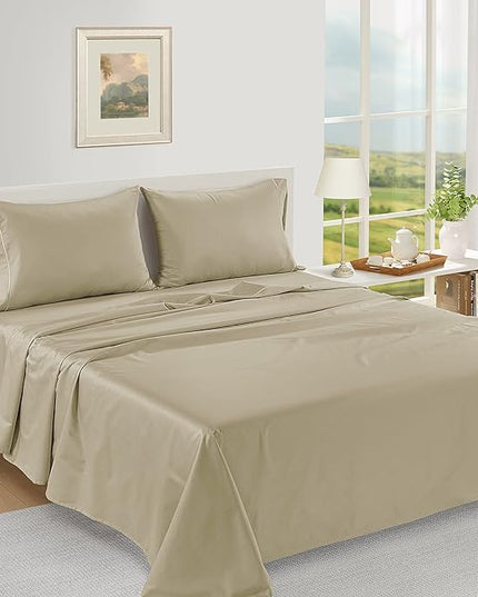 LANE LINEN 100% Egyptian Cotton Bed Sheets - 1000 Thread Count 4-Piece Linen King Set Bedding Sateen Weave Luxury Hotel 16" Deep Pocket (Fits Upto 17" Mattress) - LeafyLoom