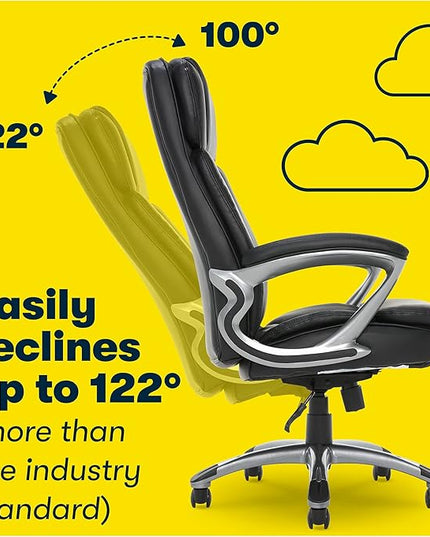 Serta Fairbanks Big and Tall High Back Executive Office Ergonomic Gaming Computer Chair with Layered Body Pillows, Contoured Lumbar Zone, Black - LeafyLoom