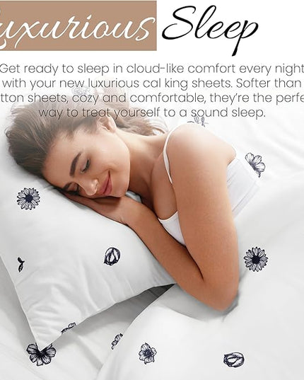 Linen Market 4 Piece California King Bedding Sheet Set (Navy Blue) - Sleep Better Than Ever with These Ultra-Soft Cooling Bed Sheets for Your California King Size Bed - Deep Pocket Fits 16" Mattress - LeafyLoom