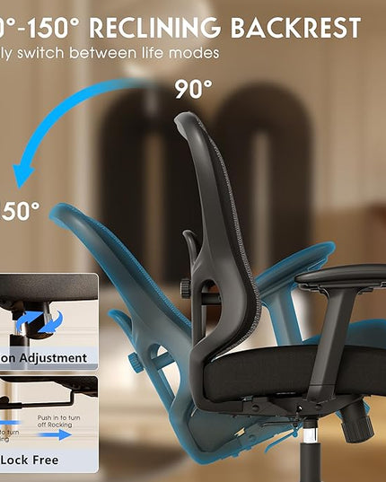 Ergonomic Office Chair,Home Office Chair with Mesh Back,Multi-function Lumbar Support,Built-in Springs Seat,Executive Task Chair with 3-D Big Armrests,Tilt Function,Computer Desk Chair (Black) - LeafyLoom