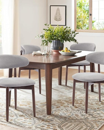 COLAMY Wooden Dining Chairs Set of 4, Modern Fabric Upholstered Kitchen Side Chairs, Farmhouse Dining Room Chair with Foot Pegs, Light Grey - LeafyLoom