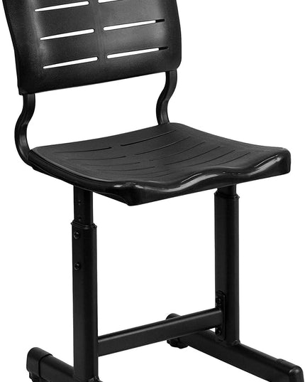 Flash Furniture Nila Set of 12 Adjustable Height Black Student Chair with Black Pedestal Frames - LeafyLoom