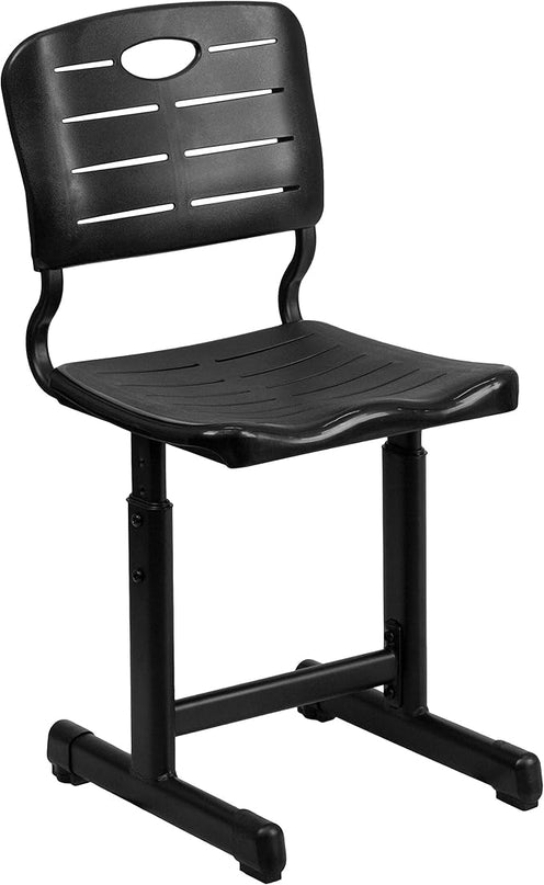 Flash Furniture Nila Set of 12 Adjustable Height Black Student Chair with Black Pedestal Frames - LeafyLoom