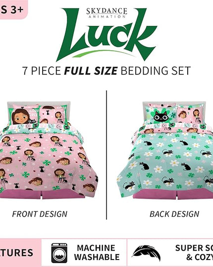 Skydance Luck Kids Bedding Super Soft Comforter and Sheet Set with Sham, 7 Piece Full Size, By Franco - LeafyLoom
