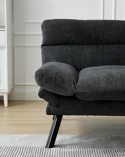 70.08" Modern Upholstered 2 Seaters Soft with Metal Feet,Accent Deep Seat Loveseat Double Sofas Couch w/Convertible Bed,for Dorm,Apartment,Studio,Office,Dark Gray - LeafyLoom