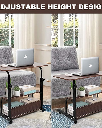 Portable Computer Desk Adjustable Home Office Desk Bedside Universal Movable Table Small Spaces Furniture Storage Convenient Desk Home Office Living Room Sofa Desk Size 15.7 * 31.5 Inch,Pure Brown - LeafyLoom