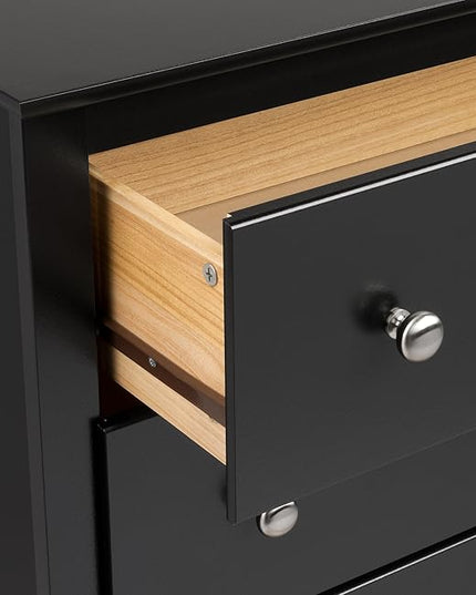 Prepac's Fremont 2 Drawer Nightstand: Elegant Bedroom Furniture, Bedside Table with Open Shelf, 23.25"W x 16"D x 28"H, Black - BDC-2428 - LeafyLoom