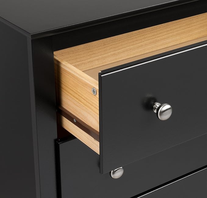 Prepac's Fremont 2 Drawer Nightstand: Elegant Bedroom Furniture, Bedside Table with Open Shelf, 23.25"W x 16"D x 28"H, Black - BDC-2428 - LeafyLoom