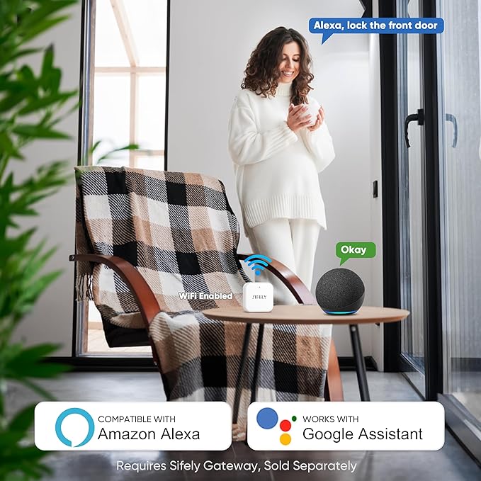 Keyless-Entry Fingerprint Smart Door Lock: Sifely Digital Electronic Lock with Code Passcode, Electric Door Knob, Biometric Door Handle Lock, Perfect for Exterior/Interior/Entry/Bedroom Doors (Silver) SifelySmartLocks