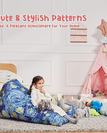 Nobildonna Stuffed Animal Storage Bean Bag for Kids (No Filler), Extra Large 250L Bean Bag Chair Cover Only, Washable Beanbag without Filling Soft Premium Canvas Stuffable Bean Bag Cover - LeafyLoom