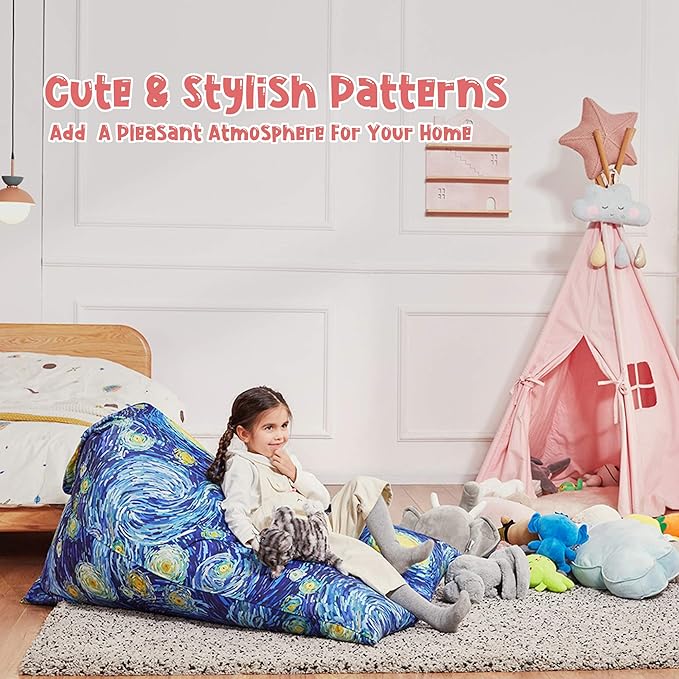Nobildonna Stuffed Animal Storage Bean Bag for Kids (No Filler), Extra Large 250L Bean Bag Chair Cover Only, Washable Beanbag without Filling Soft Premium Canvas Stuffable Bean Bag Cover - LeafyLoom