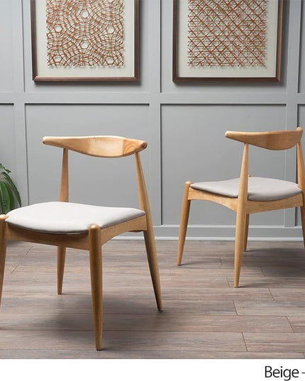 Christopher Knight Home Francie Fabric with Oak Finish Dining Chairs, 2-Pcs Set, Beige - LeafyLoom