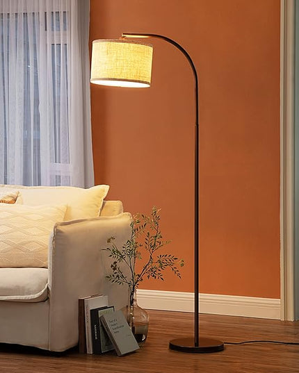 DEWENWILS Modern Arc Floor Lamp, Corner Lamp for Living Room, Minimalist Standing Tall Arched Light with Adjustable Line Lampshade, Bedroom, Home Office, Simple Design Farmhouse Style (Bronze) - LeafyLoom