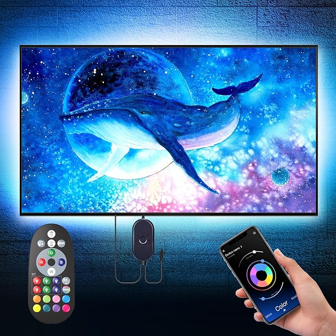 Nexillumi LED Lights for TV, 16.4 ft TV LED Backlight for 55-75 Inch, RGB LED Strip Lights Behind TV with APP Remote Control, Music Sync Smart Led Ambient Lighting for Bedroom Gaming Room Decor Nexillumi
