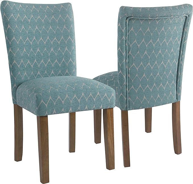 HomePop Parsons Classic Upholstered Accent Dining Chair, Teal (Set of 2) - LeafyLoom