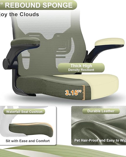 Office Chair, High Back Desk Chair Adjustable Height and Ergonomic Design Home Office Computer Chair Executive Lumbar Support Padded Flip-up Armrest Swivel Task Chair - LeafyLoom