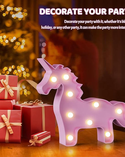 Pink Unicorn Decor, Battery Powered Unicorn Night Light for Kids, Unicorn Party Decorations, Unicorn Birthday Decorations for Girls, Pink Room Decor, Pink Decor, Pink Wall Decor - LeafyLoom