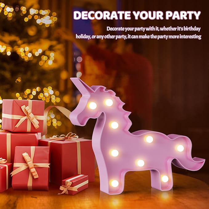 Pink Unicorn Decor, Battery Powered Unicorn Night Light for Kids, Unicorn Party Decorations, Unicorn Birthday Decorations for Girls, Pink Room Decor, Pink Decor, Pink Wall Decor - LeafyLoom
