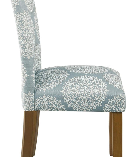 HomePop Parsons Classic Upholstered Accent Dining Chair,Set of 2, Blue and Cream Medallion - LeafyLoom