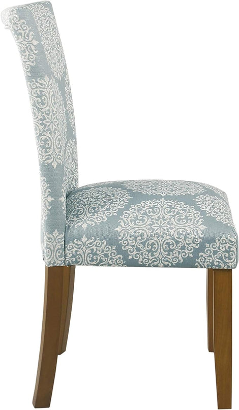 HomePop Parsons Classic Upholstered Accent Dining Chair,Set of 2, Blue and Cream Medallion - LeafyLoom