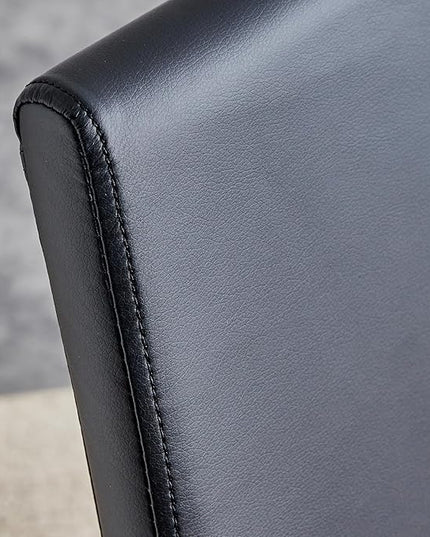 Modern Dining Chairs Set of 4, PU Faux Leather Backrest Cushioned Edge Chairs, Suitable for Dining, Kitchen, Dressing Table, Terrace, Black+PU - LeafyLoom