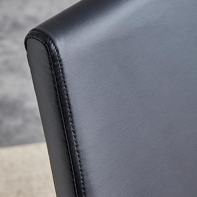 Modern Dining Chairs Set of 4, PU Faux Leather Backrest Cushioned Edge Chairs, Suitable for Dining, Kitchen, Dressing Table, Terrace, Black+PU - LeafyLoom