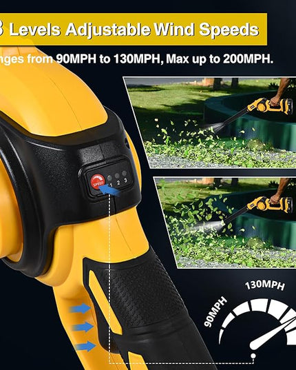 Cordless Leaf Blower for Dewalt 20V Max Battery (NO Battery), 200MPH Mini Leaf Blower with 3 Variable Speed, Electric Handheld Leaf Blower for Yard Care,Patio,Porch,Workbench Clean (Bare Tool) - LeafyLoom