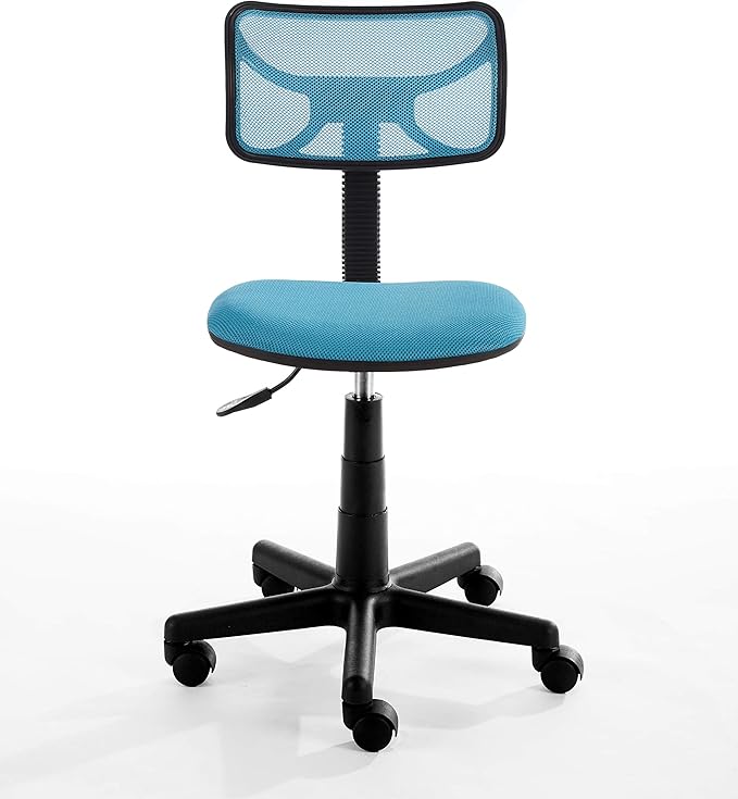 Swivel Mesh Desk Chair, Blue 20.86D x 22W x 33.46H in - LeafyLoom
