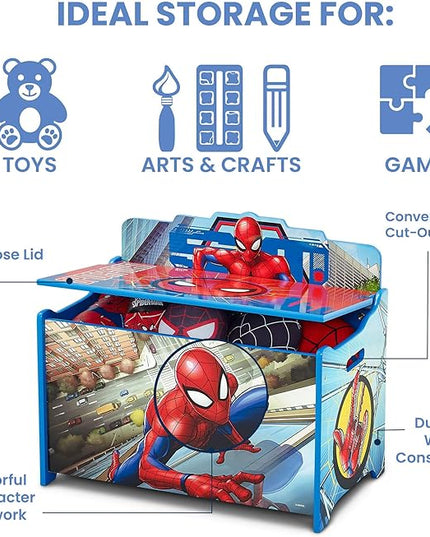 Delta Children Deluxe Toy Box, Spider-Man - LeafyLoom