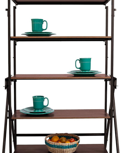 Origami modern 2 in 1 shelf to table Style, Organizer Deco Rack magically turn to a table/desk in a second,Fully assembled, Vintage Bronze/Oak/US patent pending (STT-VBWOAK) - LeafyLoom