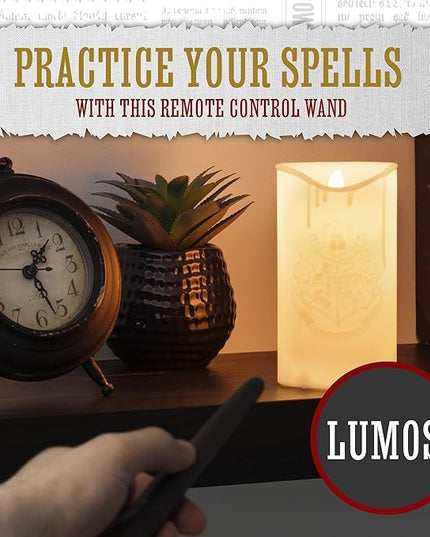 Paladone Hogwarts Crest Candle Light with Magical Wand Remote Control, Harry Potter Room Decor and Desk Accessories - LeafyLoom