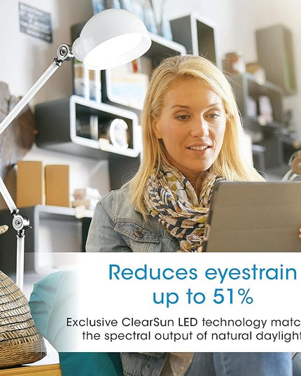 OttLite Pharmacy Adjustable LED Floor Lamp, Prevention Series - Designed to Reduce Eyestrain - 3-Point Adjustable Neck, 3 Brightness Settings with Touch Controls - Office Work, Reading & Studying - LeafyLoom