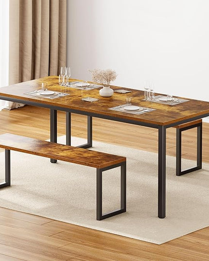 Need Large Computer Desk 70.8 x 31.5 inches Conference Table Large Office Desk Writing Table Workstation for Home Office,Rustic Brown & Black 10FJGSAC3-180FG-ND - LeafyLoom