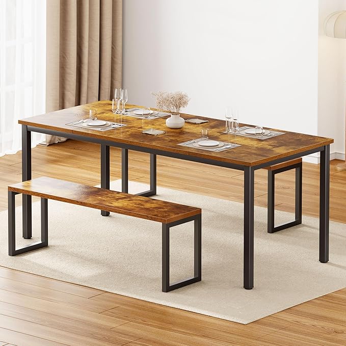 Need Large Computer Desk 70.8 x 31.5 inches Conference Table Large Office Desk Writing Table Workstation for Home Office,Rustic Brown & Black 10FJGSAC3-180FG-ND - LeafyLoom