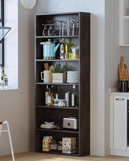 IRONCK Bookshelves and Bookcases Floor Standing 6 Tier Display Storage Shelves 70in Tall Bookcase Home Decor Furniture for Home Office, Living Room, Bed Room - LeafyLoom