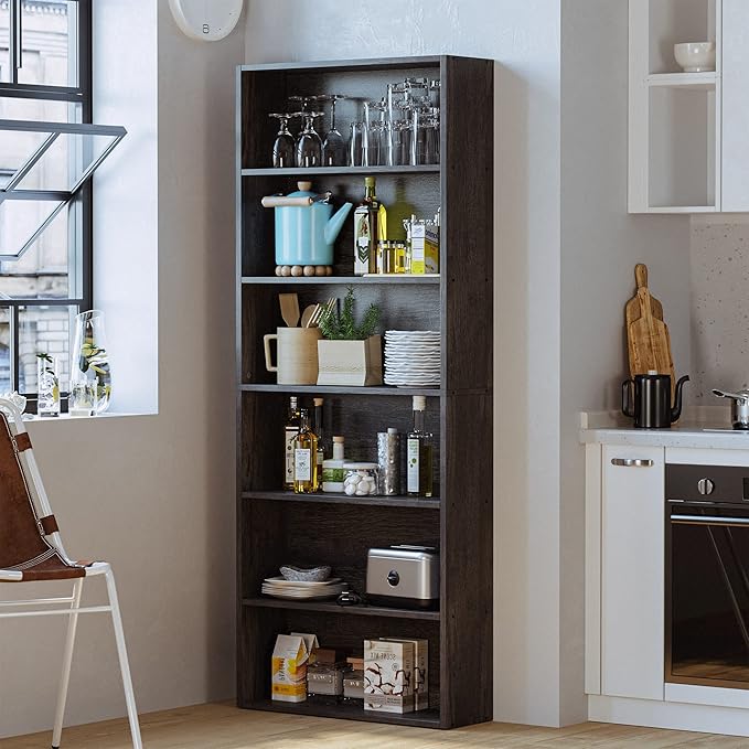 IRONCK Bookshelves and Bookcases Floor Standing 6 Tier Display Storage Shelves 70in Tall Bookcase Home Decor Furniture for Home Office, Living Room, Bed Room - LeafyLoom