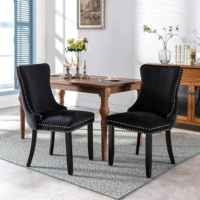 NicBex Haerin-SD-00117-LWJ Dining Chairs, 27.4"x20.4"x37.4", Black - LeafyLoom
