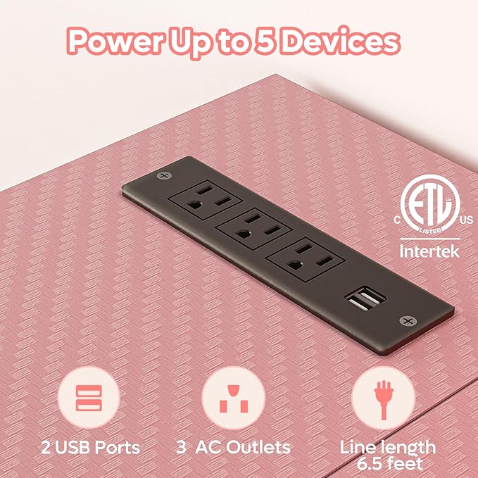 Bestier L Shaped Gaming Desk with Power Outlets,58 LED Small Corner Desk with Reversible Storage Shelves,Pink Computer Desk with Headset Hooks Desk for Living Room and Dormitory - LeafyLoom