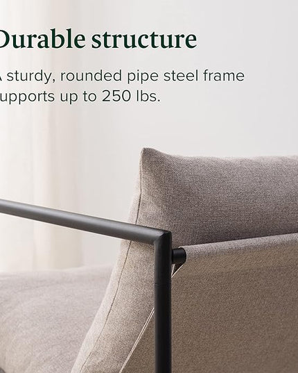 ZINUS Aidan Sling Accent Chair, Pack of 2, Metal Framed Armchair with Shredded Foam Cushioning, Oatmeal - LeafyLoom