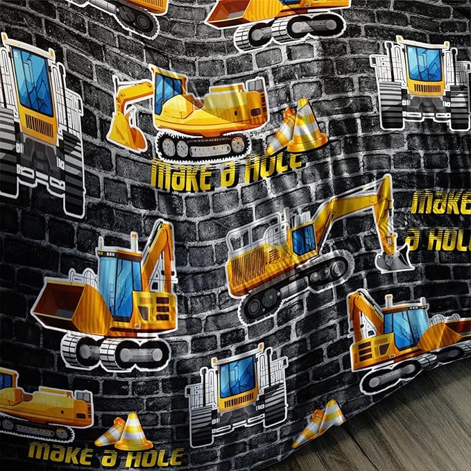 Axolotl Excavator Bedding Set Full Size,Yellow Excavator Bed Comforter for Kids Boys Teens,Tractor Truck Bedding Set for Boys,Construction Bedding Set for Boys,1 Quilt 2 Pillowcases,Deep Grey - LeafyLoom