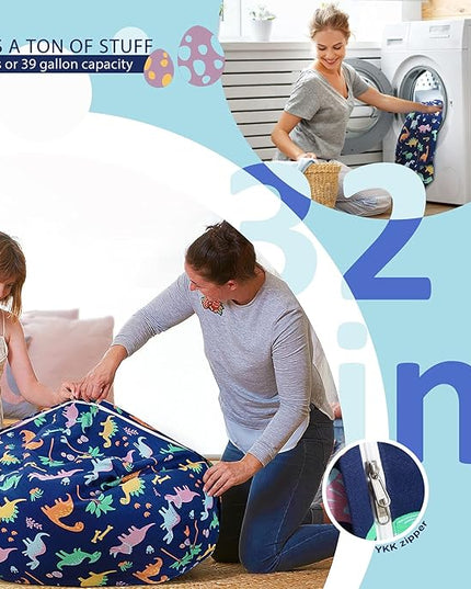 Aubliss Stuffed Animal Bean Bag Storage Chair (Dinosaur, Medium (32'')) - LeafyLoom