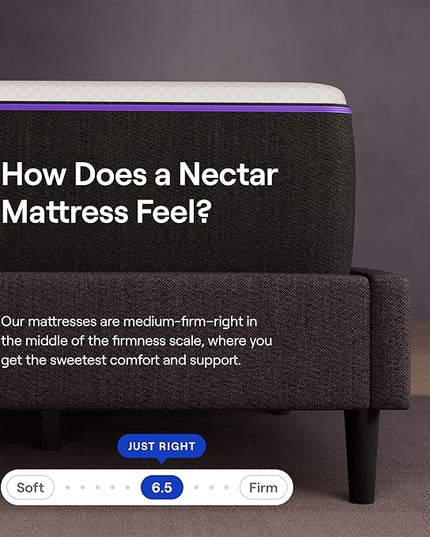 Nectar Full Adjustable Base & 13” Premier Mattress - Head & Foot Incline - Medium Firm Gel Memory Foam - Dual Action Cooling - Wireless Remote - 3 Massage Settings - 365-Night Mattress Trial - LeafyLoom