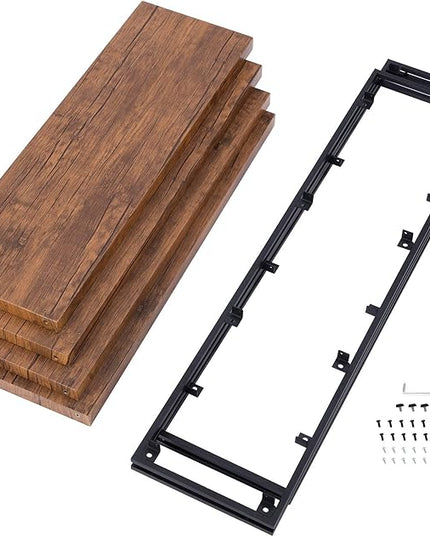4 Tier Bookshelf Rustic Industrial Bookcase with Modern Open Wood Shelves, Brown - LeafyLoom