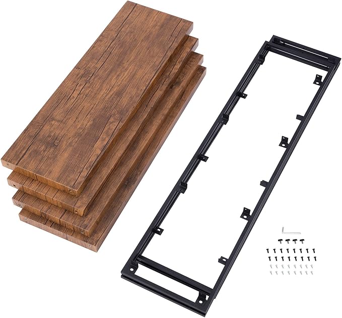 4 Tier Bookshelf Rustic Industrial Bookcase with Modern Open Wood Shelves, Brown - LeafyLoom
