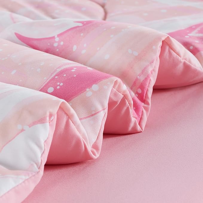 SLEEP ZONE Kids Twin Bedding Comforter Set - 5 Pieces Super Cute & Soft Bedding Sets & Collections with Comforter, Sheet, Pillowcase & Sham - Fade Resistant Easy Care (Ice Cream Pink) - LeafyLoom