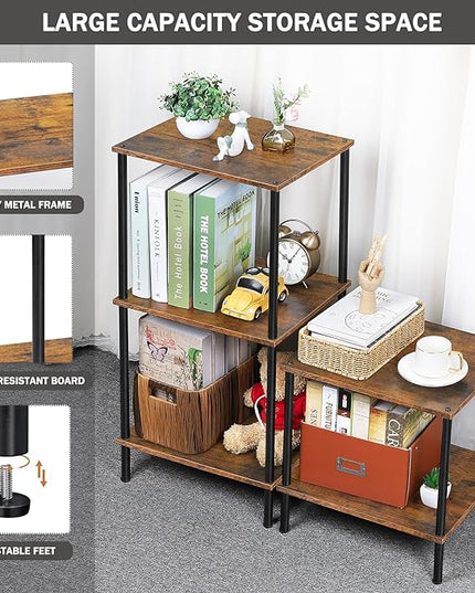 melos 2 Tiers Bookshelf, Classically Tall Bookcase Shelf Storage Organizer, Modern Book Shelf for Bedroom, Living Room and Home Office Bronw - LeafyLoom