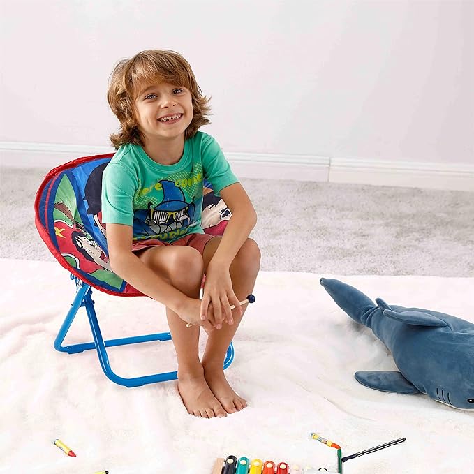 Ryan's World Toddler 19” Folding Saucer Chair with Cushion, Ages 3+ - LeafyLoom