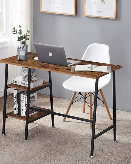 VECELO 43 Inch Computer Modern Student Writing home-office, Ladder Desk, Dark Walnut+black Leg - LeafyLoom