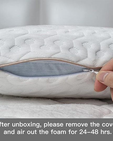BedStory Memory Foam Pillow Queen - Medium Firm Gel Foam Pillows for Sleeping - Orthopedic Queen Size Bed Pillows for Neck Pain - Stomach & Back Sleepers - LeafyLoom
