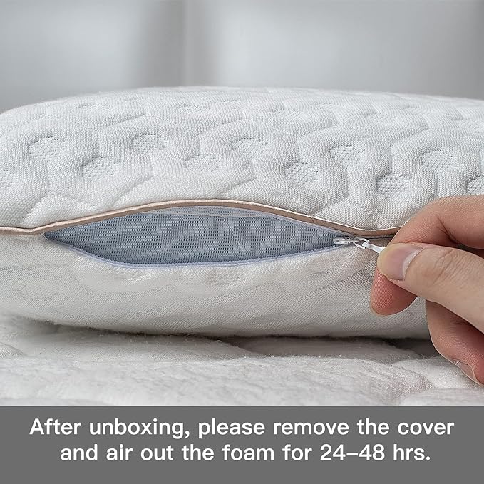 BedStory Memory Foam Pillow Queen - Medium Firm Gel Foam Pillows for Sleeping - Orthopedic Queen Size Bed Pillows for Neck Pain - Stomach & Back Sleepers - LeafyLoom